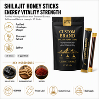 Bâtonnets de miel au Shilajit, résine himalayenne, Shatavari, safran, miel naturel, qualité alimentaire, améliore l'immunité, 30 sachets/sac individuel