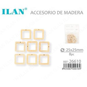 Cornice Quadrata in Legno Ilan 25x25mm 8pz Accessorio per Artigianato - Product Image 2