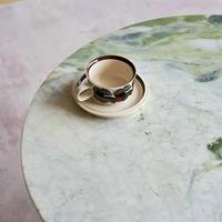 Table basse moderne de luxe en marbre vert naturel, base hexagonale en pierre, table ronde pour salon, table centrale pour maison, villa