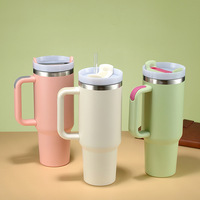 Vaso Térmico Clásico Original de Acero Inoxidable 304 con Recubrimiento en Polvo, 40 oz, con Asa y Pajita, Logotipo Personalizado, Aislamiento Térmico de 6-12 Horas