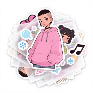 Custom <b>Waterproof</b> Gel Sticker Labels Die Cut & Kiss Cut Eco-Friendly UV <b>Varnished</b> Cartoon Pattern - Product Image 2