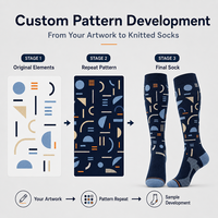 Chaussettes de compression géométriques personnalisées, hauteur genou, 15-20 20-30 mmHg, unisexe, motif jacquard, OEM ODM, marque privée