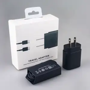 Chargeur super rapide 25W compatible avec Samsung Note 10/Note 20/S20 Chargeur mural USB type C portable Adaptateurs de charge rapide