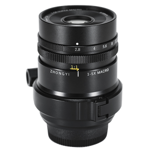 เลนส์มาโคร ZhongYi Optics Mitakon 55 มม. F2.8 <span class=keywords><strong>1</strong></span>-5X ฟูลเฟรม โฟกัสแบบแมนนวล ตัวเรือนอะลูมิเนียมอัลลอยด์ ผลิตแบบแม่พิมพ์เฉพาะสำหรับกล้องฟูจิ - Product Image 1