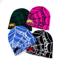 Bonnet sans revers en tricot jacquard style gothique toile d'araignée vintage Y2K personnalisé pour hommes
