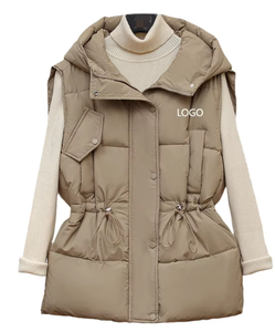 2024 invierno nueva versión coreana Chaleco de algodón grueso con capucha Chaleco de algodón suelto chaqueta cálida sin mangas OEM - Product Image 1