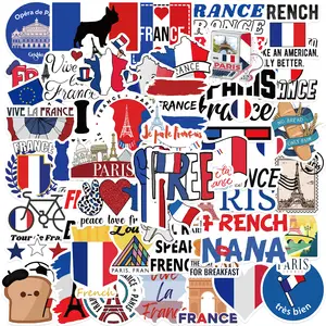 50 पीसी प्यार फ्रांस शहर पेरिस टॉवर ग्रिफिटी स्टिकर यात्रा उपहार कार सामान के लिए विनील फ्रेंच फ्लैग स्टिकर