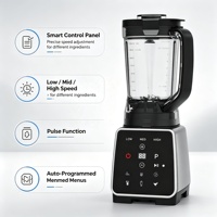 Blender commercial 1,8 L à commande tactile, faible bruit, récipient sans BPA, 3 vitesses, 4 lames - Broyeur à glace, mixeur pour smoothies, pour usage domestique