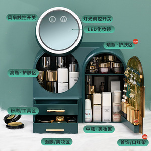 Cosmetic Storage <b>Box</b> With Mirror And Drawers For Desktop <b>Makeup</b> Organizer Solid Color 5L Capacity - Product Image 5