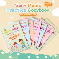 Cahier de pratique magique pour enfants avec lettres, dessins, mathématiques, nombres, écriture réutilisable, calligraphie anglaise, rainures 3D