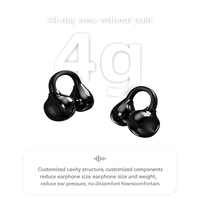 Nuevos Auriculares TWS con Clip de Oreja y Textura de Cuero, Auriculares Deportivos con Baja Latencia 5.3, Batería Grande Ergonómica, IPX5