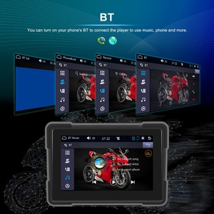 Podofo 5 ''xe máy xách tay Carplay màn hình & Android tự động ống kính kép DVR Màn hình IP67 không thấm nước + phía trước/phía sau máy ảnh - Product Image 3