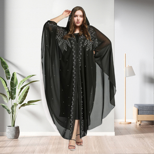 Último Modelo de Kaftán Árabe Abaya, Talla Grande, con Capucha, Estampado con Cuentas, Vestido Maxi Holgado para Mujer - Product Image 2