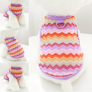 Gilet tricoté pour chien, motif géométrique, en polyester, design mignon pour Teddy, Schnauzer, Pomeranian, Bichon Frise, vêtements de printemps et d'été - Product Image 1