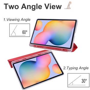 Étui pour <span class=keywords><strong>tablette</strong></span> avec porte-crayon pour <span class=keywords><strong>Samsung</strong></span> Galaxy Tab <span class=keywords><strong>S6</strong></span> <span class=keywords><strong>Lite</strong></span> 10.4 pouces P610 P615 étui en polyuréthane à trois volets coque arrière transparente en TPU - Product Image 3