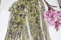 Kain Lounge Dress Bordir Cantik Hitam Lembut Bahan Mesh Bordir Bunga Custom Kain Renda untuk Pakaian Dress