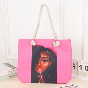 Femmes léger corde grossière imprimé léopard <span class=keywords><strong>sac</strong></span> à main polyvalent Art à la mode toile <span class=keywords><strong>plage</strong></span> <span class=keywords><strong>sac</strong></span> à provisions nouveau en gros - Product Image 5