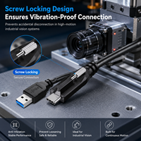 Câble USB 3.0 haute flexibilité LUNG KAY avec fixation par vis pour montage sur panneau, câble d'alimentation USB-A vers USB-C en PVC pour caméra industrielle de vision artificielle
