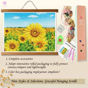 Kit d'art DIY « Champ de tournesols » : Peinture diamant rectangulaire encadrée avec décorations en strass de cristal - Product Image 4