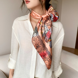 IStapromo Gifts Womens Satin Silk Square Scarf with Leopard and Chain <b>Patchwork</b> Print 50cm Luxury Headscarf and Neck Accessory - Product Image 2