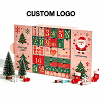 Boîte Cadeau Calendrier de l'Avent Vide Personnalisée avec Logo, Motif Ours de Dessin Animé, Aiguilles de Noël et Flocons de Neige, en Carton Rigide, Emballage Rabattable – Vente en Gros