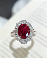 Nouvelle Arrivée Bague en Or Blanc 18K avec Rubis de Laboratoire, Poids Total 6.36g, Poids Pierre 5.372ct, Bijoux Fins en Gros et au Détail