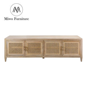 रतन गेट स्टोरेज के साथ मनोरंजन केंद्र, प्राचीन टीवी कैबिनेट ठोस लकड़ी डिजाइन लिविंग रूम मीडिया कंसोल टीवी स्टैंड कस्टम - Product Image 1