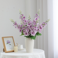 Larkspur artificiel à toucher réel en gros, faible MOQ, arrangement floral artificiel haut de gamme, larkspur artificiel