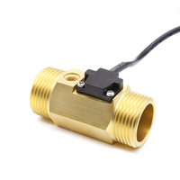 Débitmètre à turbine 25mm pour eau, huile, carburant, laiton, cuivre, capteur à effet Hall 1 ''avec sonde de température 50K, compteur 2-50L 1.75MPA