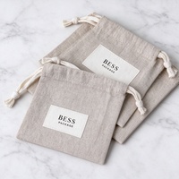 Sac à cordon en lin et coton, petit sachet pour bibelots, pochette de présentation de haute qualité pour le rangement de bijoux faits à la main