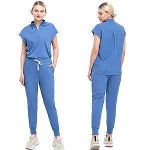 Conjuntos de Uniformes Médicos Personalizados con Cuello en V, Pantalones Jogger, Uniforme de Enfermera de Hospital, Antimicrobianos, Elásticos en 4 Direcciones, ODM - Product Image 1