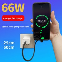 0.5m Power Bank Câble de données court pour iPhone Câble de charge de téléphone portable 3A Charge rapide PD Coude super rapide Ultra court 0.25m