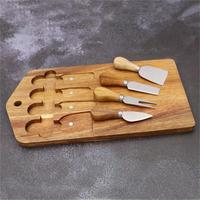 Planche à découper en bois d'acacia pour charcuterie et fromage, avec couteau à fromage doré – Nouveauté très prisée pour la maison et la cuisine
