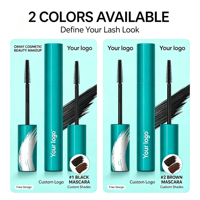 Mascara personnalisé avec logo, 2 teintes noir et brun, longue tenue, waterproof, résistant à la transpiration, effet recourbant, volume et allongement, maquillage en marque privée