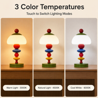 Lampe de table Bauhaus Memphis pour chambre à coucher, salon, café, hôtel, lampe de nuit sans fil rechargeable en forme de champignon, verre, chambre d'enfant