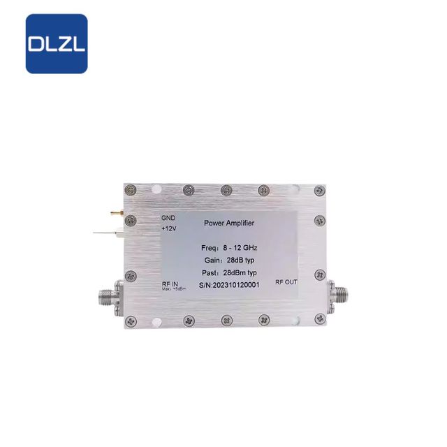 DLZL 8-12GHz RF Microwave Power Amplifier 38dB Gain 28dBm Output Power 12V 80mA Stainless Steel Durable Customizable Safety
