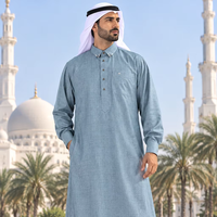 CCY Thobe pour Homme, Vêtement Musulman Islamique, Robe Arabe à Manches Longues avec Col Chemise, Tenue Traditionnelle du Moyen-Orient, Vente en Gros