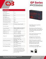 Batterie au plomb scellée VRLA AGM CSB GP672 6V 7.2Ah sans entretien pour alimentation de secours UPS, sécurité et ascenseurs