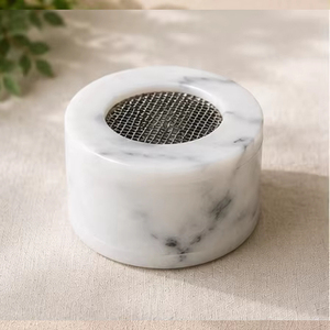 White Marble Texture Epoxy <b>Incense</b> <b>Burner</b> Holder Round Aromatherapy Ash Catcher Handmade Tabletop Meditation Gift Decor - Product Image 1