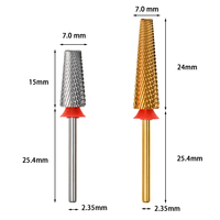 Fraise à ongles en carbure de tungstène 5-en-1 extra longue et conique 7.0*24 pour manucure, limage électrique, gel et lissage des ongles