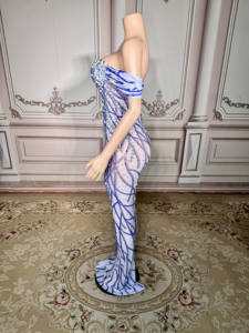 ZD Vestido de Fiesta de Noche Entallado con Corte Imperio Espalda Descubierta Cuello Barco Largo hasta el Suelo para Graduación con Pedrería Hombros Descubiertos Elástico de Lentejuelas - Product Image 4