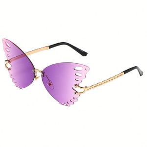Gafas de Sol Personalizadas con Logotipo, Moda 2025, Sin Montura, Estilo Punk, Protección UV400, Montura de Mariposa, Metálicas, para Mujer - Product Image 4
