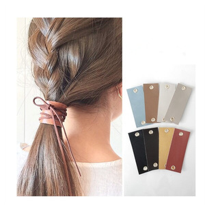 ยางมัดผมทำจากหนังที่หรูหราที่คาดผมที่มีสีสันและยางยืดหางม้าสั่งทำ - Product Image 2