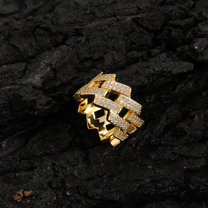 Anillo Hip-hop Europeo y Americano de 14 mm, Anillo Rómbico para Hombre con Circonitas Ligeramente Incrustadas, Anillo Hipster - Product Image 3