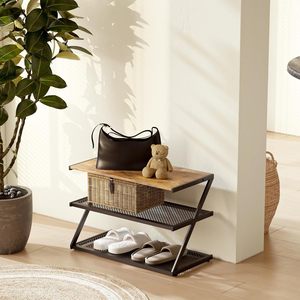 Z-shaped three-tier wrought iron <b>shoe</b> rack, multi-functional <b>shoe</b> <b>storage</b> and organization rack for home use, suitable for - Product Image 3