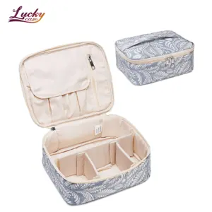 Makeup Case with Dividers Makeup Organizer Bag For Women And Girls With Leaf Pattern