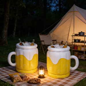 Jarra de Cerveza Inflable, Enfriador de Bebidas Portátil de PVC Amarillo, Accesorio para Fiestas en la Piscina - Product Image 4