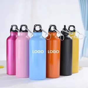 Botol air olahraga ringan aluminium, botol air hadiah karabiner, botol air olahraga ringan 24 Logo kustom 400ml/600ml/750ml/1000ml