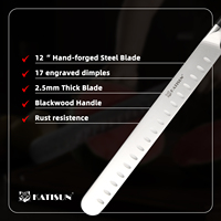 Couteau à découper le jambon de qualité supérieure, lame en acier au carbone, poignée ergonomique en ABS, ambidextre, finition hautement polie, écologique
