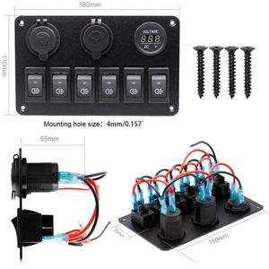 <span class=keywords><strong>6</strong></span> <span class=keywords><strong>Gang</strong></span> Sakelar Panel Sakelar Rocker, Pengisi Daya USB LED Voltmeter Rokok Tahan Air Mobil Perahu Laut - Product Image 2